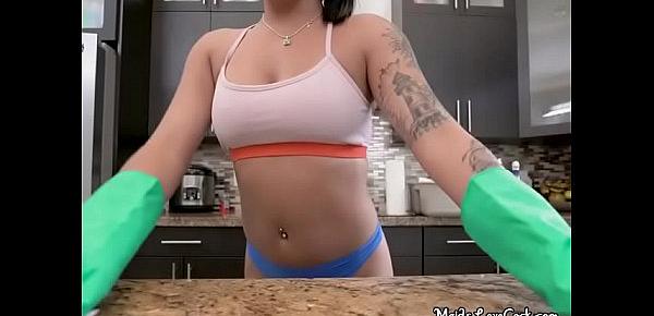  Half Naked Maid Mia Martinez Cleans For Boss